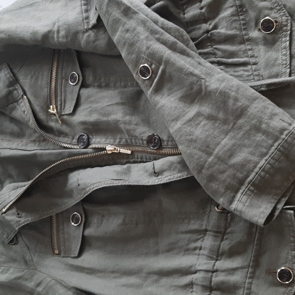 100% linen military utilityjacket great shape by inc internationa… - Picture 4 of 5